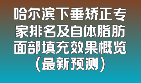 哈尔滨下垂矫正专家排名及自体脂肪面部填充效果概览（最新预测）