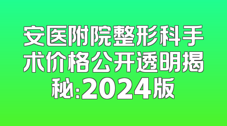 安医附院整形科手术价格公开透明揭秘：2024版