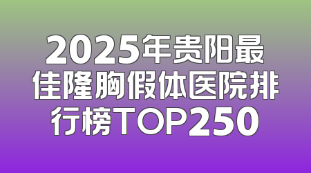 2025年贵阳最佳隆胸假体医院排行榜TOP250
