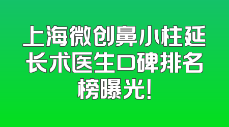 上海微创鼻小柱延长术医生口碑排名榜曝光！