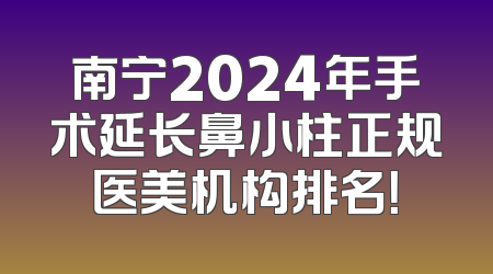 南宁2024年手术延长鼻小柱正规医美机构排名！