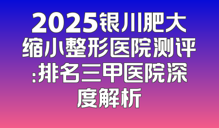 2025银川肥大缩小整形医院测评：排名三甲医院深度解析
