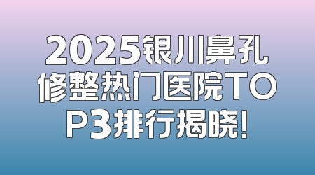 2025银川鼻孔修整热门医院TOP3排行揭晓！