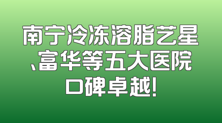 南宁冷冻溶脂艺星、富华等五大医院口碑卓越！