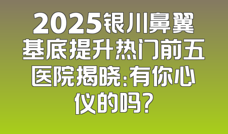 2025银川鼻翼基底提升热门前五医院揭晓：有你心仪的吗？