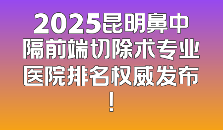 2025昆明鼻中隔前端切除术专业医院排名权威发布！