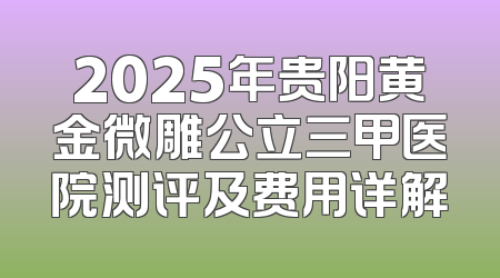 2025年贵阳黄金微雕公立三甲医院测评及费用详解