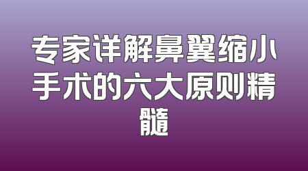 专家详解鼻翼缩小手术的六大原则精髓