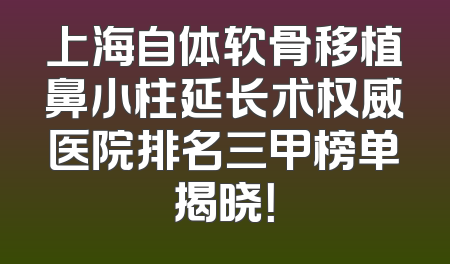 上海自体软骨移植鼻小柱延长术权威医院排名三甲榜单揭晓！