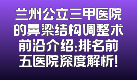 兰州公立三甲医院的鼻梁结构调整术前沿介绍：排名前五医院深度解析！