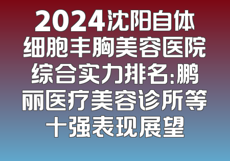 2024沈阳自体细胞丰胸美容医院综合实力排名：鹏丽医疗美容诊所等十强表现展望