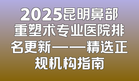 2025昆明鼻部重塑术专业医院排名更新——精选正规机构指南