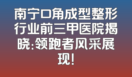 南宁口角成型整形行业前三甲医院揭晓：领跑者风采展现！