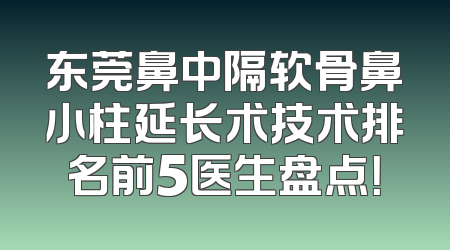 东莞鼻中隔软骨鼻小柱延长术技术排名前5医生盘点！