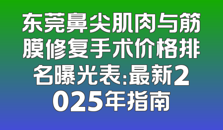 东莞鼻尖肌肉与筋膜修复手术价格排名曝光表：最新2025年指南