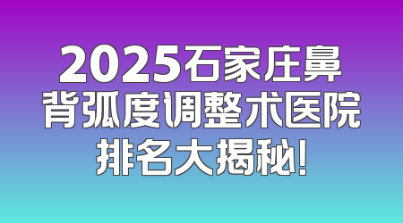 2025石家庄鼻背弧度调整术医院排名大揭秘！