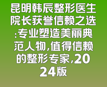 昆明韩辰整形医生院长获誉信赖之选：专业塑造美丽典范人物，值得信赖的整形专家，2024版