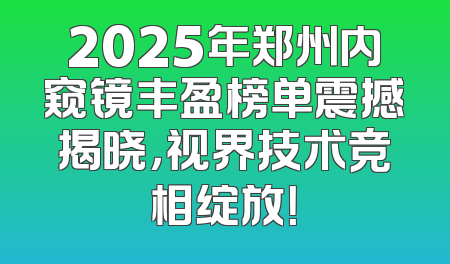 2025年郑州内窥镜丰盈榜单震撼揭晓，视界技术竞相绽放！