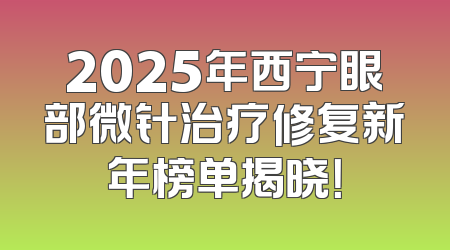 2025年西宁眼部微针治疗修复新年榜单揭晓！