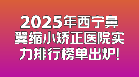 2025年西宁鼻翼缩小矫正医院实力排行榜单出炉！