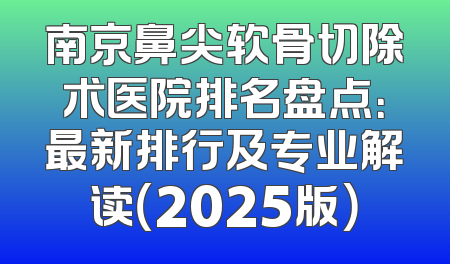 南京鼻尖软骨切除术医院排名盘点：最新排行及专业解读（2025版）