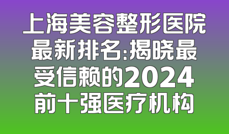 上海美容整形医院最新排名：揭晓最受信赖的2024前十强医疗机构