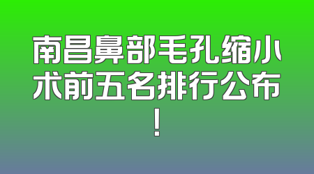南昌鼻部毛孔缩小术前五名排行公布！