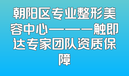 朝阳区专业整形美容中心——一触即达专家团队资质保障