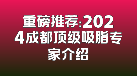 重磅推荐：2024成都顶级吸脂专家介绍