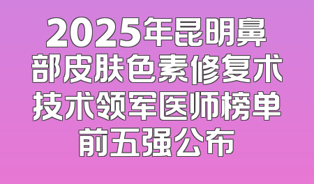 2025年昆明鼻部皮肤色素修复术技术领军医师榜单前五强公布