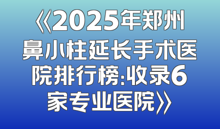 《2025年郑州鼻小柱延长手术医院排行榜：收录6家专业医院》