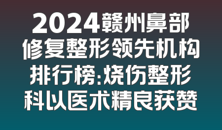 2024赣州鼻部修复整形领先机构排行榜：烧伤整形科以医术精良获赞