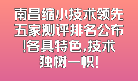 南昌缩小技术领先五家测评排名公布！各具特色，技术独树一帜！