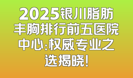 2025银川脂肪丰胸排行前五医院中心：权威专业之选揭晓！