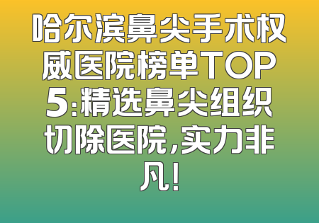 哈尔滨鼻尖手术权威医院榜单TOP5：精选鼻尖组织切除医院，实力非凡！