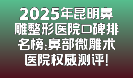 2025年昆明鼻雕整形医院口碑排名榜：鼻部微雕术医院权威测评！