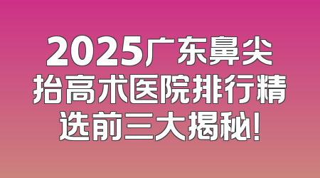 2025广东鼻尖抬高术医院排行精选前三大揭秘！