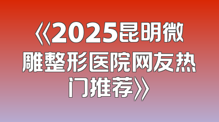 《2025昆明微雕整形医院网友热门推荐》