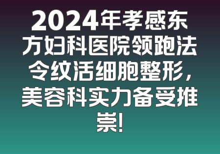 2024年孝感东方妇科医院领跑法令纹活细胞整形，美容科实力备受推崇！