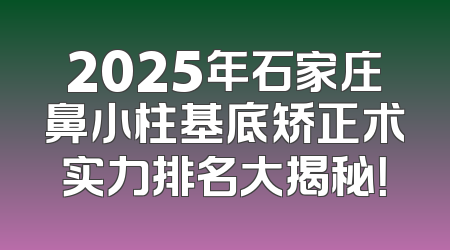 2025年石家庄鼻小柱基底矫正术实力排名大揭秘！