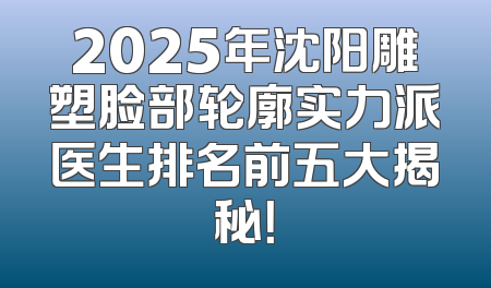 2025年沈阳雕塑脸部轮廓实力派医生排名前五大揭秘！