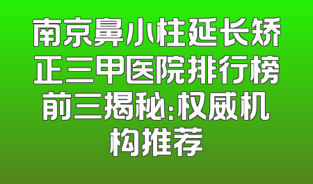南京鼻小柱延长矫正三甲医院排行榜前三揭秘：权威机构推荐
