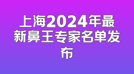 上海2024年最新鼻王专家名单发布