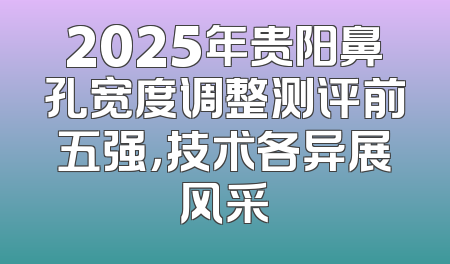 2025年贵阳鼻孔宽度调整测评前五强，技术各异展风采