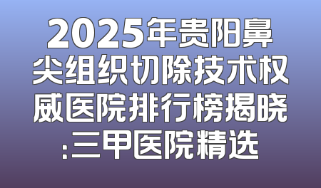 2025年贵阳鼻尖组织切除技术权威医院排行榜揭晓：三甲医院精选