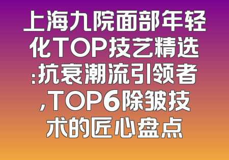 上海九院面部年轻化TOP技艺精选：抗衰潮流引领者，TOP6除皱技术的匠心盘点