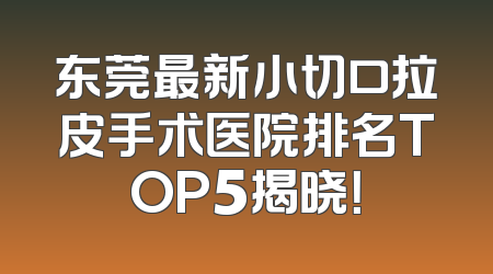 东莞最新小切口拉皮手术医院排名TOP5揭晓！