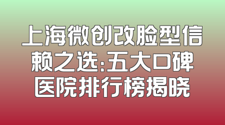 上海微创改脸型信赖之选：五大口碑医院排行榜揭晓