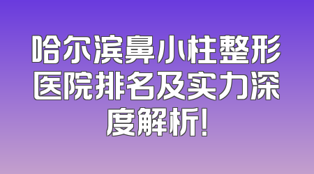 哈尔滨鼻小柱整形医院排名及实力深度解析！