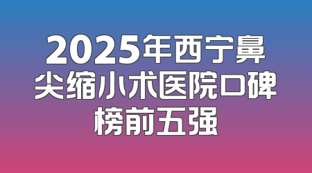 2025年西宁鼻尖缩小术医院口碑榜前五强